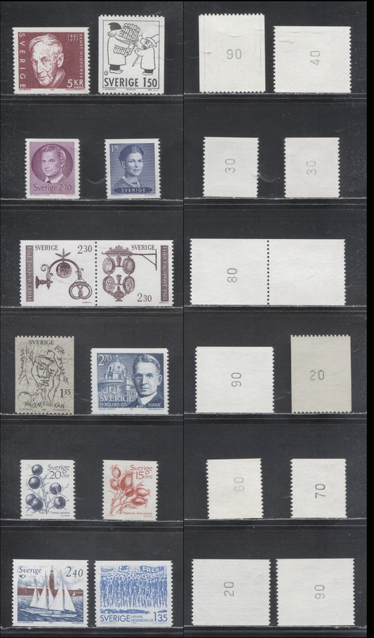Lot 45 Sweden SC#1337/1455 1980 Christmas - 1983 Nordic Cooperation Issue, With Control Numbers On Back, 11 VFNH Singles, Click on Listing to See ALL Pictures, Estimated Value $20
