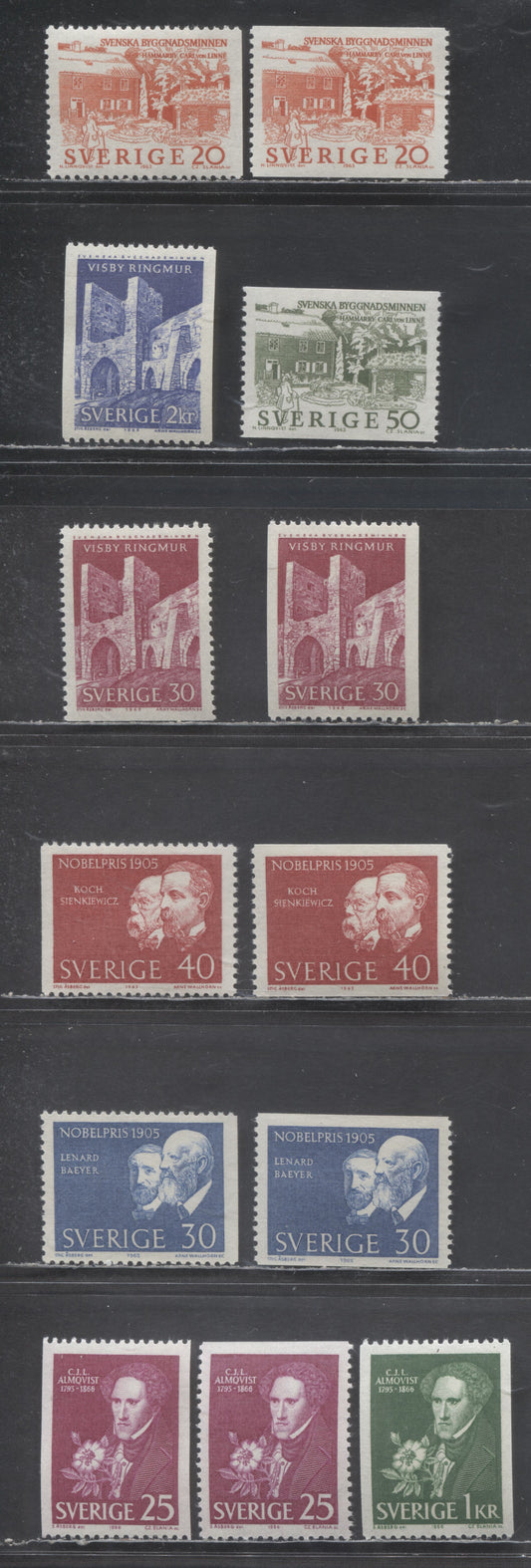 Lot 5 Sweden SC#634/709 1963 Carl Von Linne - 1966 Alqvist Issues, 13 VFNH Singles, Click on Listing to See ALL Pictures, 2017 Scott Cat. $10.65
