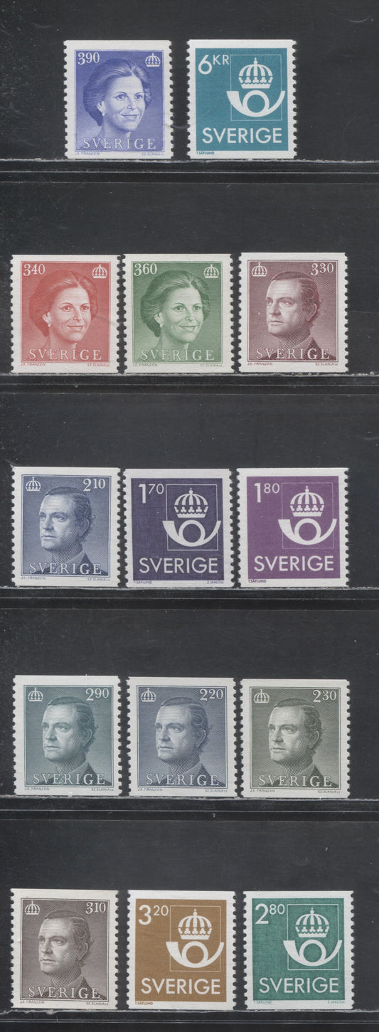 Lot 51 Sweden SC#1567-1580 1986-1989 Royal Family & Posthorn Definitives, 14 VFNH Singles, Click on Listing to See ALL Pictures, 2017 Scott Cat. $18.3