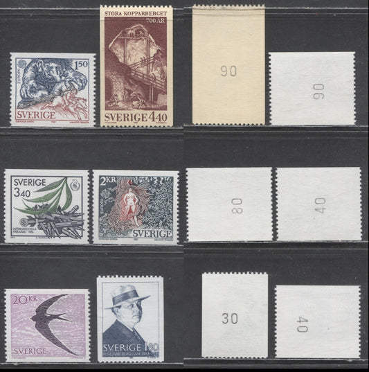 Sweden SC#1352/1703 1981 Europa - 1988 Common Swift Issue, 6 VFNH Singles, Click on Listing to See ALL Pictures, Estimated Value $20