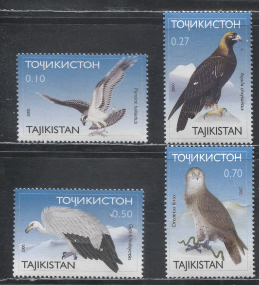 Lot 11 Tajikistan SC#161-164 2001 Birds Of Prey Issue, 4 VFNH Singles, Click on Listing to See ALL Pictures, 2017 Scott Cat. $6.75