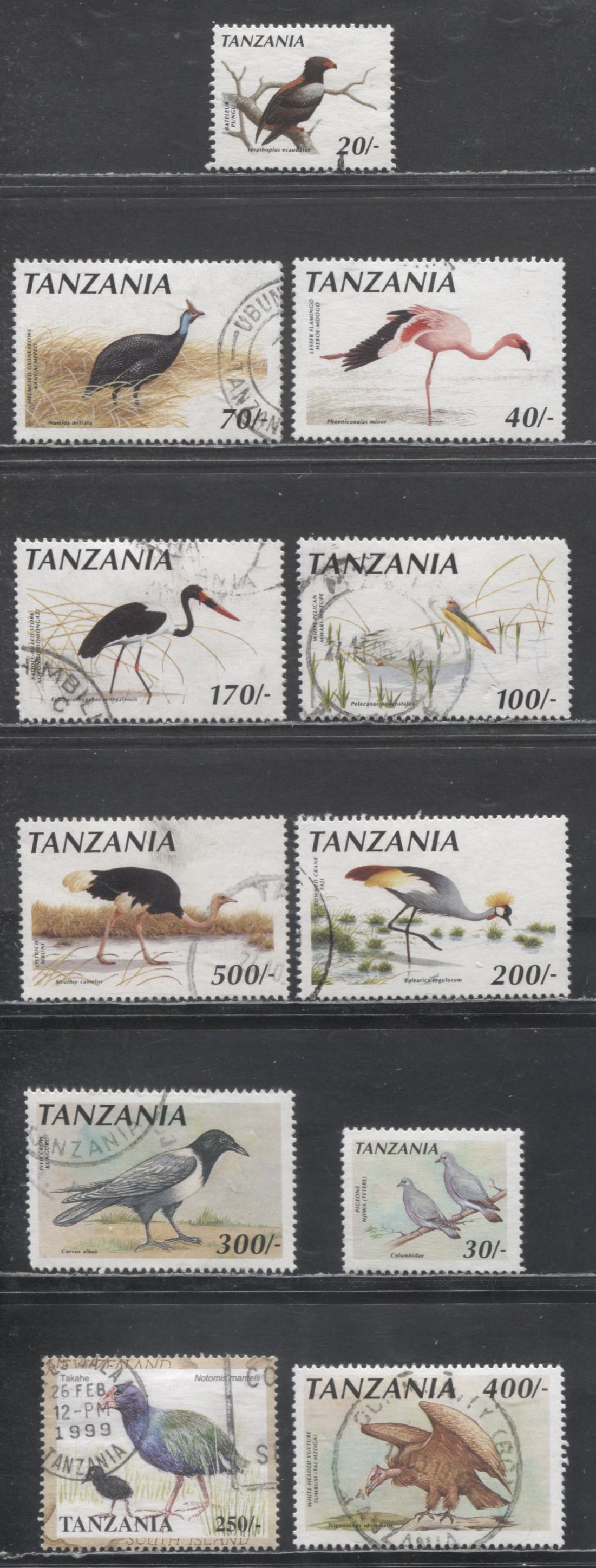 Lot 13 Tanzania SC#610/711 1990-1998 Bird Definitives & Flora & Fauna Issues, 11 Fine/Very Fine Used Singles, Click on Listing to See ALL Pictures, 2017 Scott Cat. $19.85