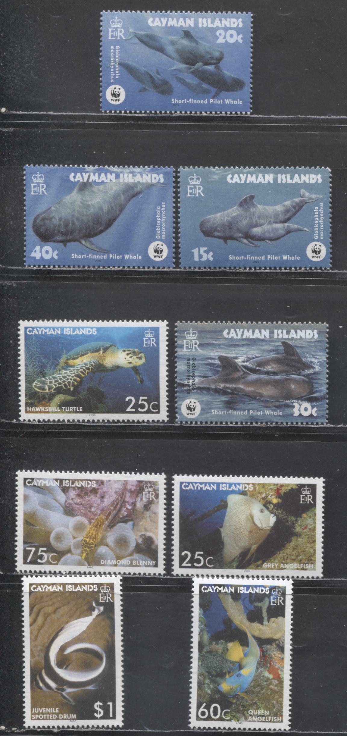 Lot 146 Cayman Islands SC#902/966 2003-2006 WWF - Marine Life Issues, 9 VFNH Singles, Click on Listing to See ALL Pictures, 2017 Scott Cat. $19