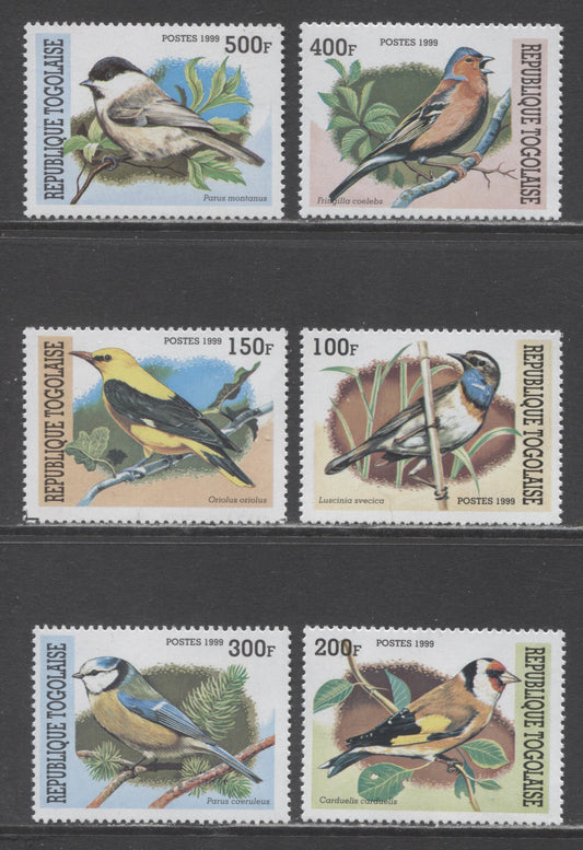 Lot 17 Togo SC#1882A-1882F 1999 Bird Issues, 6 VFNH Singles, Click on Listing to See ALL Pictures, 2017 Scott Cat. $6