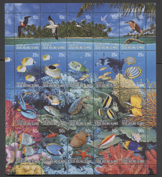Lot 171 Cocos Islands SC#344 10c-50c Multicolored 2006 Flora & Fauna Issues, A VFNH Miniature Sheet Of 20, Click on Listing to See ALL Pictures, 2017 Scott Cat. $17