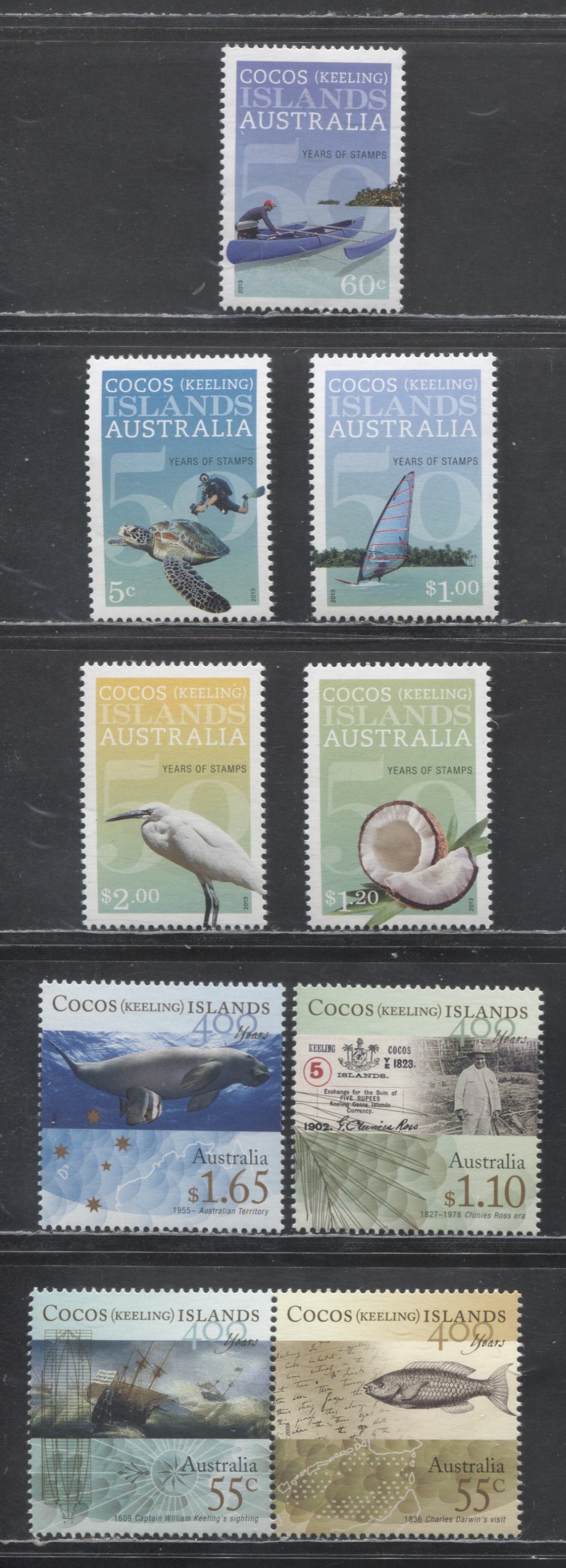 Lot 173 Cocos Islands SC#351/371 2009 History Of Cocos Islands Postage Stamps 50th Anniversary, 9 VFNH Singles, Click on Listing to See ALL Pictures, 2017 Scott Cat. $21.75