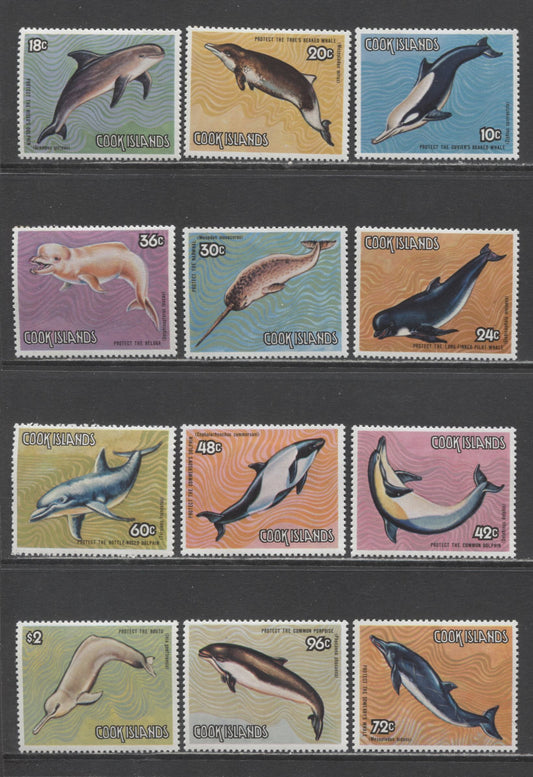 Lot 185 Cook Islands SC#767-778 1984 Save The Whales Campaign Issue, 12 VFOG Singles, Click on Listing to See ALL Pictures, Estimated Value $10 USD