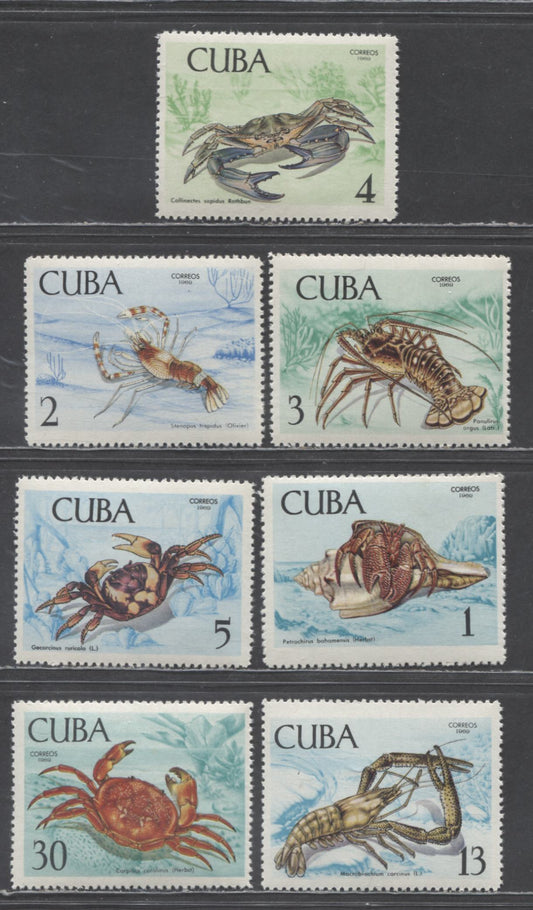 Lot 195 Cuba SC#1395-1401 1969 Marine Life Issue, 7 F/VF NH Singles, Click on Listing to See ALL Pictures, 2017 Scott Cat. $10.8 USD