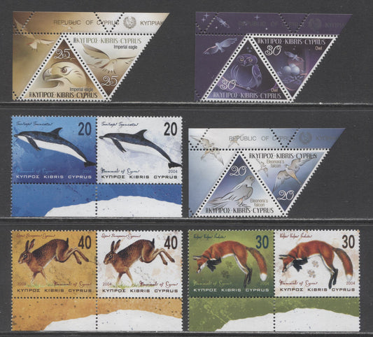 Lot 197 Cyprus SC#1007-1009, 1025-1027 2003-2004 Birds Of Prey-Mammals Issues, 6 VFNH Pairs, Click on Listing to See ALL Pictures, 2017 Scott Cat. $21.5 USD