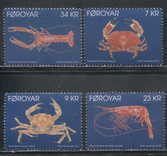 Lot 209 Faroe Islands SC#595-598  2013 Crustaceans Issue, 4 VFNH Singles, Click on Listing to See ALL Pictures, 2017 Scott Cat. $25.75 USD