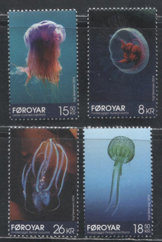 Lot 210 Faroe Islands SC#613-616  2014 Jellyfish Issue, 4 VFNH Singles, Click on Listing to See ALL Pictures, 2017 Scott Cat. $25.25 USD