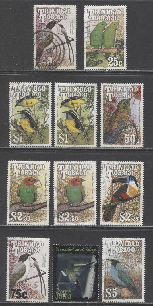 Lot 21 Trinidad & Tobago SC#510/645 1990 Bird Definitives, Wmk 384 & 314, 11 Fine/Very Fine Used Singles, Click on Listing to See ALL Pictures, Estimated Value $15
