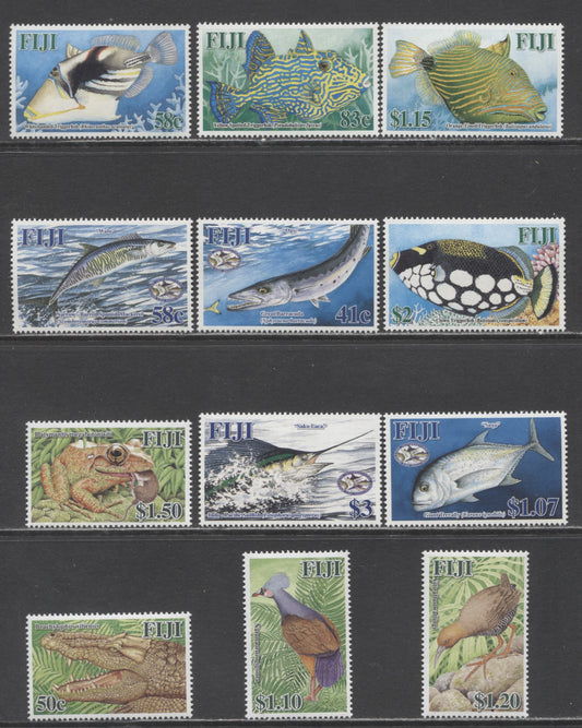 Lot 216 Fiji SC#1046/1106 2005 Fish To Extinct Species Issues, 12 VFNH Singles, Click on Listing to See ALL Pictures, 2017 Scott Cat. $23.5