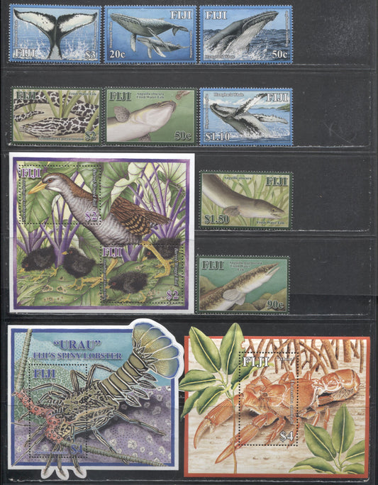 Lot 218 Fiji SC#1123/1205 2008 Humpback Whale - Eel Issues, 11 VFNH Singles & Souvenir Sheets, Click on Listing to See ALL Pictures, 2017 Scott Cat. $27.25