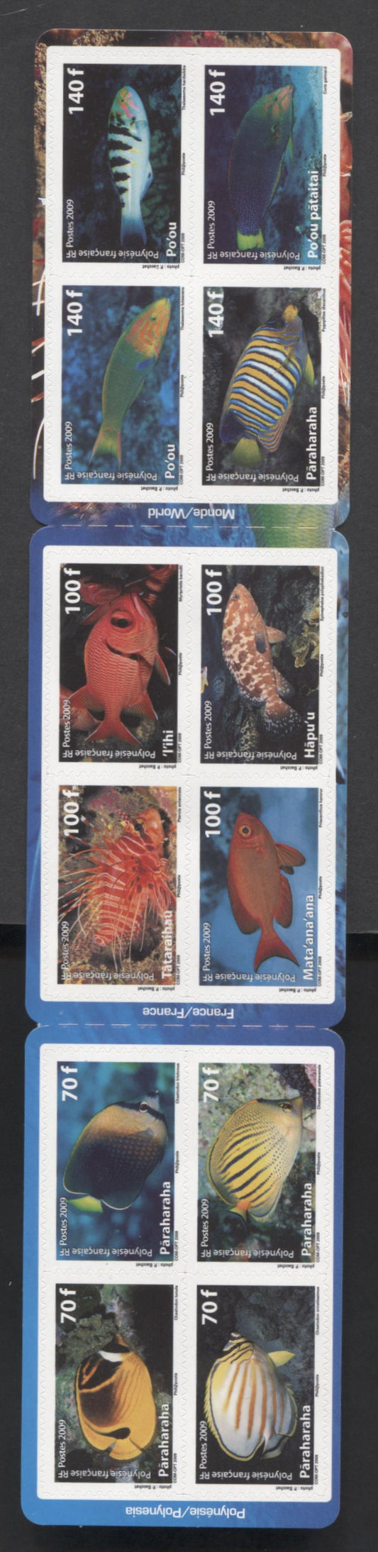 Lot 227 French Polynesia SC#1011  2009 Fish Definitives, A VFNH Self-Adhesive Booklet Of 12, Click on Listing to See ALL Pictures, 2017 Scott Cat. $31