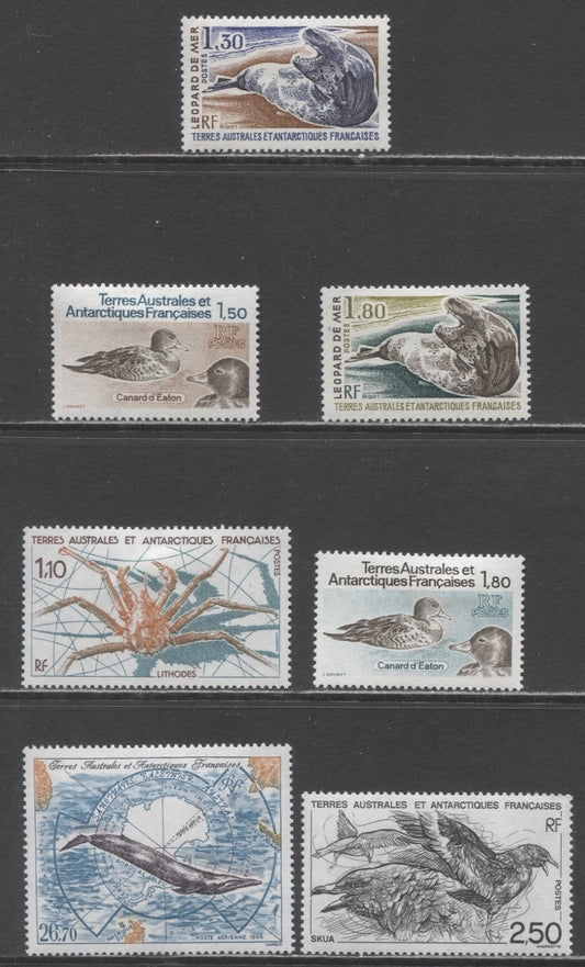 Lot 233 French Southern Antarctic Territory SC#92/C138 1980-1996 Antarctic Wildlife - Whale Issues, 7 VFOG & NH Singles, Click on Listing to See ALL Pictures, Estimated Value $21