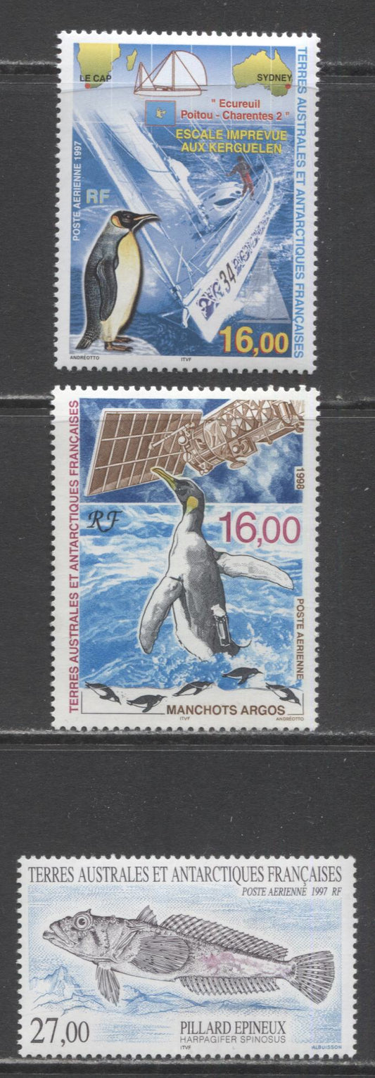 Lot 234 French Southern Antarctic Territory SC#C141/C147 1997-1998 Airmail Issue, 3 VFNH Singles, Click on Listing to See ALL Pictures, 2017 Scott Cat. $27