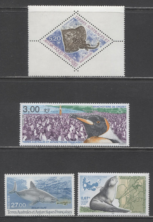 Lot 235 French Southern Antarctic Territory SC#242/263 1998-2000 Mole Shark - Oceanographic Survey Issue, 4 VFNH Singles, Click on Listing to See ALL Pictures, 2017 Scott Cat. $18.4