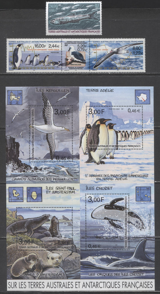 Lot 236 French Southern Antarctic Territory SG#267/291 2000-2001 Lantern Fish - Wildlife Issues, 3 VFNH Single, Pair & Sheet, 2017 Scott Cat. $35