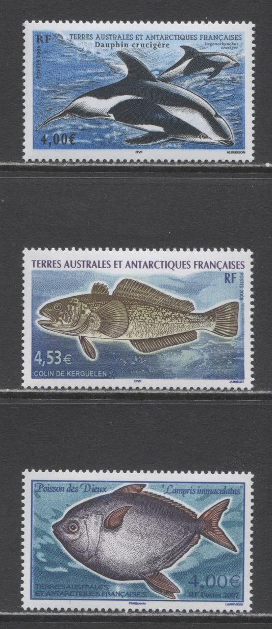 Lot 240 French Southern Antarctic Territory SC#369/382 2006-2007 Killer Whale - Lampris Immaculatus Issues, 3 VFNH Singles, Click on Listing to See ALL Pictures, 2017 Scott Cat. $36.5
