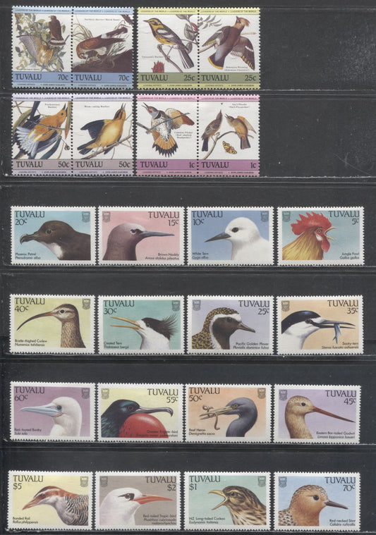 Lot 28 Tuvalu SC#279/484 1985-1988 Audubon Birth Bicentenary - Bird Definitives, 20 VFOG Singles, Click on Listing to See ALL Pictures, 2017 Scott Cat. $18.35