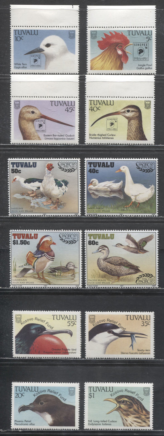 Lot 30 Tuvalu SC#676/799 1994-1999 Singapore 95 Overprints - Kosovo Relief Fund Overprints, 12 VFNH Singles, Click on Listing to See ALL Pictures, 2017 Scott Cat. $10