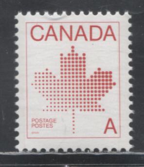 Canada #907iii A(30c) Red Maple Leaf, 1981 Non-Denominated 'A' Definitive, A VFNH Single On NF/MF-fl Coated Paper, Tag Streak Running Down Center Of Stamp