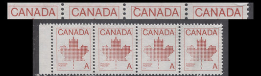 Lot 314 Canada #907iivar A(30c) Red Maple Leaf, 1981 Non-Denominated 'A' Definitive, A VFNH Strip Of 4 On Uncoated NF/NF Paper, Showing Minor Kiss Print On Canada & A's