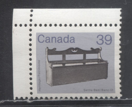 Lot 336 Canada #928var 39c Violet & Multicolored Settle-Bed, 1982-1987 Medium-Value Artifact Definitives, A VFNH Single On Unlisted LF/LF Harrison Paper