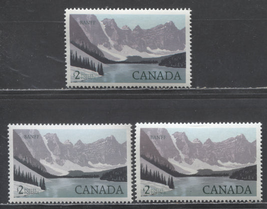 Lot 352 Canada #936,i $2 Multicolored Banff National Park, 1982-1987 High Value National Park, 3 VFNH Singles On Harrison Papers, BABN & CBN Printings