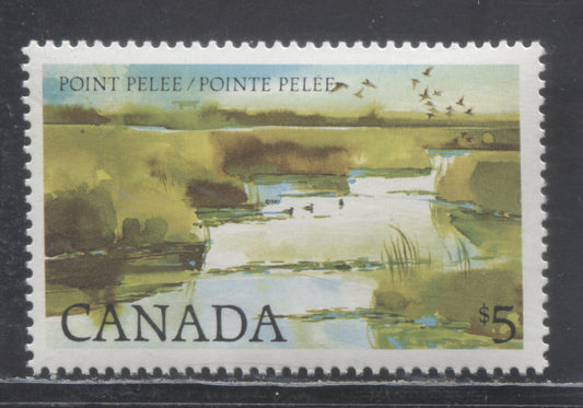 Lot 356 Canada #937i $5 Multicolored Point Pelee, 1982-1987 High Value National Park, A VFNH Single On DF2/DF2 Clark Paper