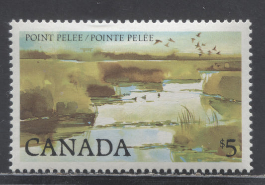 Lot 357 Canada #937iii $5 Multicolored Point Pelee, 1982-1987 High Value National Park, A VFNH Single On DF1/DF1 Harrison Paper