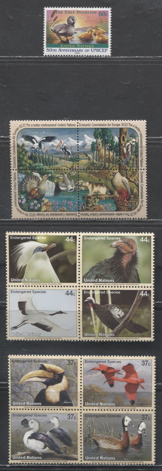 Lot 42 United Nations - NY Office SC#587a/1034a 1991-2001 Economic Commission For Europe - Endangered Species Issues, 4 VFNH Blocks Of 4 & Singles, Click on Listing to See ALL Pictures, 2017 Scott Cat. $13.25