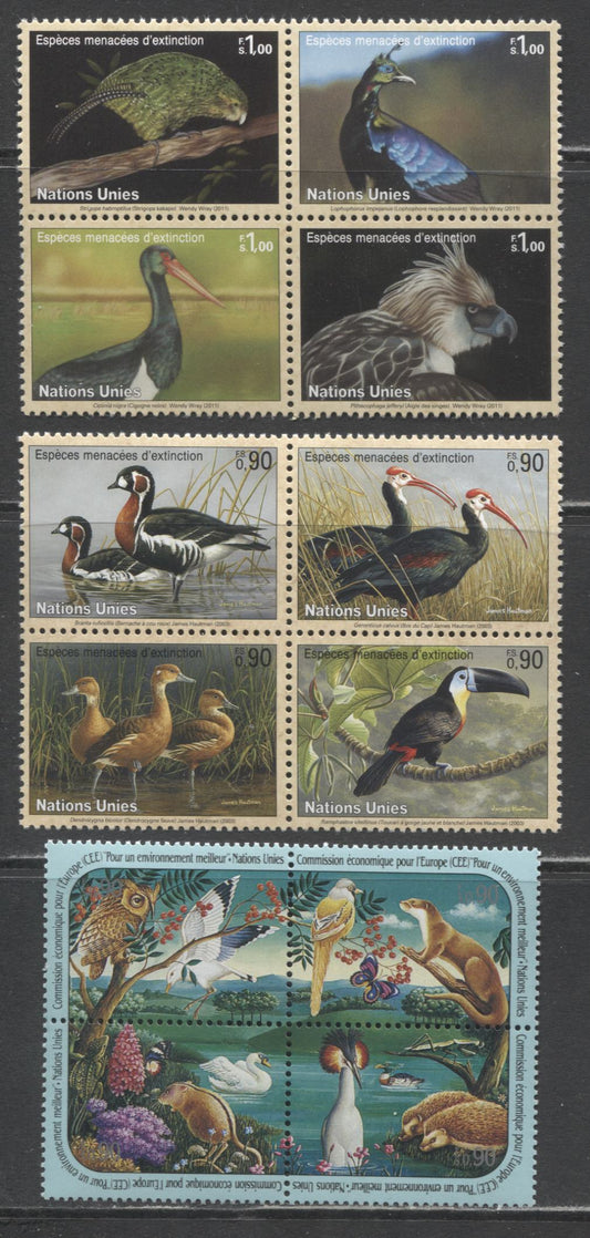 Lot 43 United Nations - Geneva Office SC#198a/543a 1991-2011 European Economic Commission - Endangered Species Issues, 3 VFNH Blocks Of 4, Click on Listing to See ALL Pictures, 2017 Scott Cat. $20.4