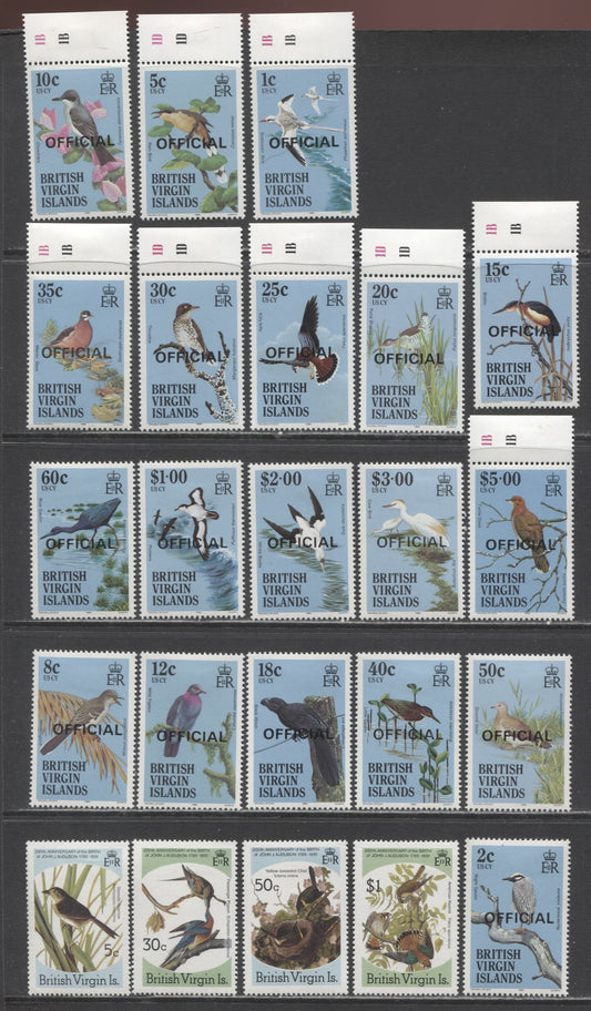 Lot 50 Virgin Islands SC#520/O34 1985-1986 Audubon Birth Centenary - Official Overprints, 2 VFOG & NH Singles, Click on Listing to See ALL Pictures, Estimated Value $32