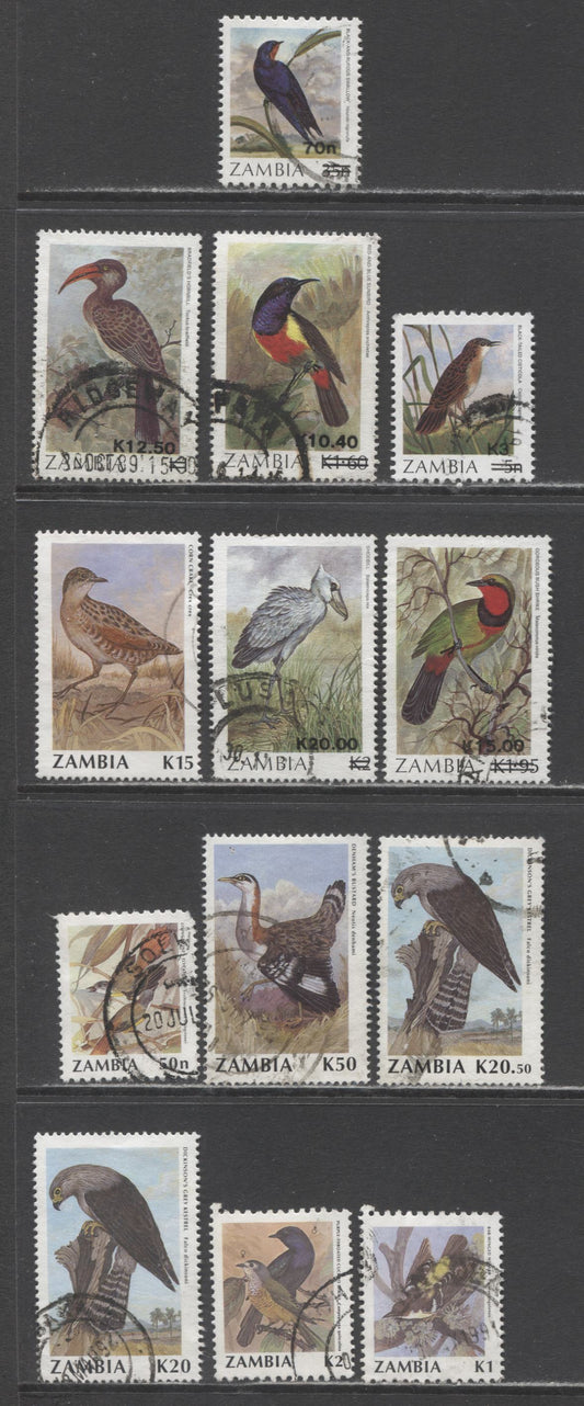 Lot 52 Zambia SC#490/540 1959-1991 Bird Definitives, 13 Fine/Very Fine Used Singles, Click on Listing to See ALL Pictures, 2017 Scott Cat. $17.1
