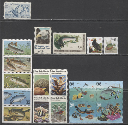 Lot 61 United States SC#1427/4737 1971-2013 Wildlife Conservation - Jufted Puffins Issues, 18 VFNH & OG Singles, Strips & Blocks Of 4, Click on Listing to See ALL Pictures, 2017 Scott Cat. $14.8