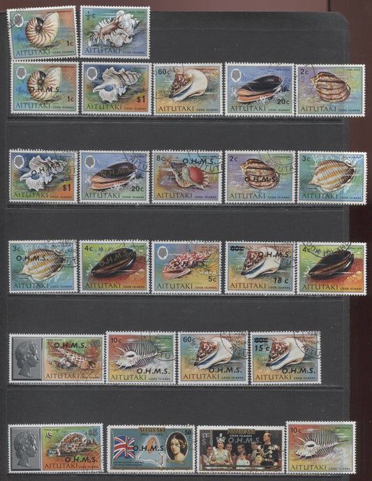 Lot 66 Aitutaki SC#82/O16 1974-1977 Seashell Issues, 25 VFOG & Used Singles, Click on Listing to See ALL Pictures, 2017 Scott Cat. $20.85