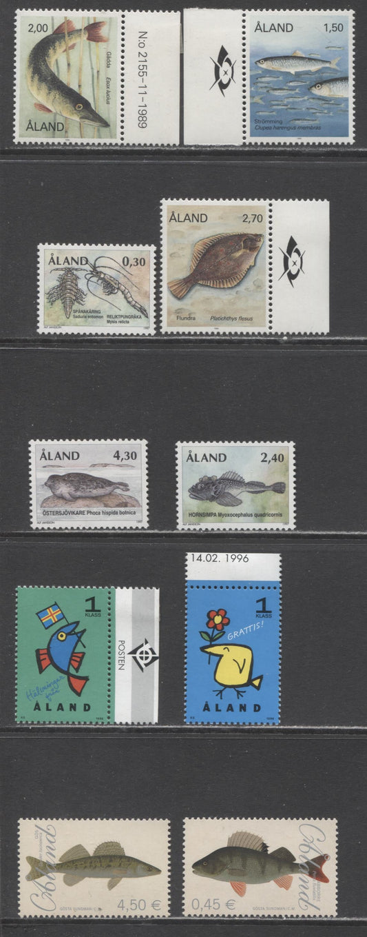 Lot 67 Aland SC#36/271 1989-2008 Fish Issues, 10 VFNH Singles, Click on Listing to See ALL Pictures, 2017 Scott Cat. $27.45