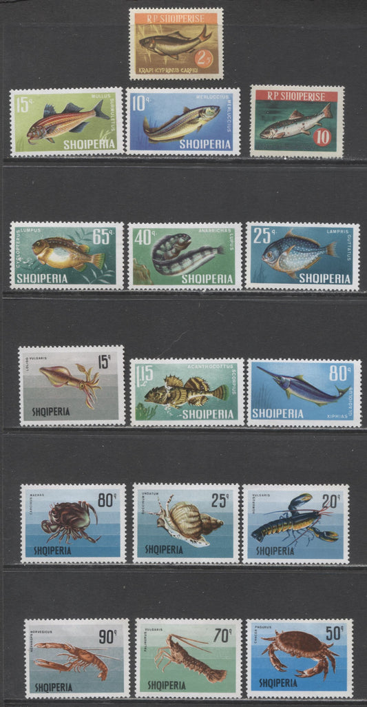 Lot 69 Albania SC#719/1176 1964-1968 Fish - Marine Life Issues, 16 F/VFOG & NH Singles, Click on Listing to See ALL Pictures, Estimated Value $9
