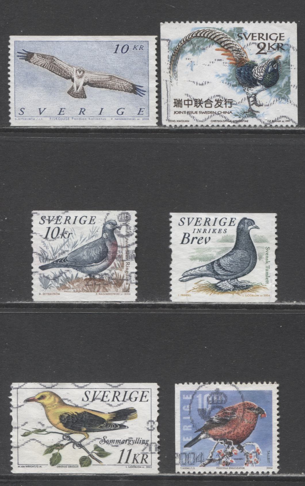 Lot 8 Sweden SC#2226/2505 1997-2005 Pheasants - Oriolus Issues, 6 Fine/Very Fine Used Singles, Click on Listing to See ALL Pictures, Estimated Value $5