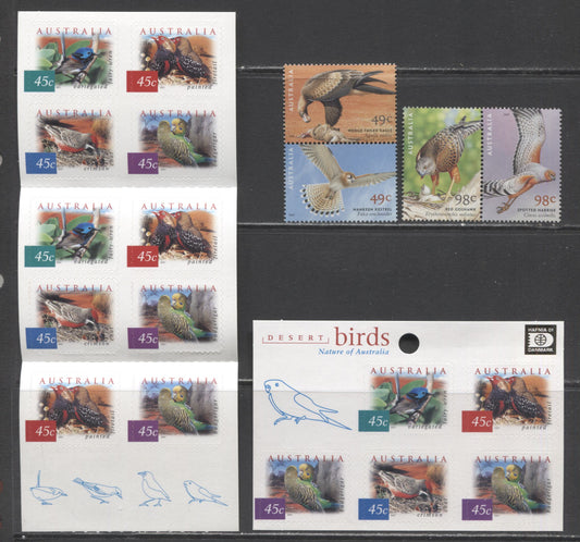 Lot 85 Australia SC#1539a/2005a 1996-1999 Bird Definitives, 4 VFNH Self-Adhesive Booklet & Pairs, Click on Listing to See ALL Pictures, 2017 Scott Cat. $22.9
