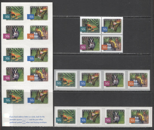 Lot 86 Australia SC#2162a/2170a 2003 Flora & Fauna Issues, 4 VFNH Block & Coil Strips Of 4 & Unfolded Booklet, Click on Listing to See ALL Pictures, 2017 Scott Cat. $24.5