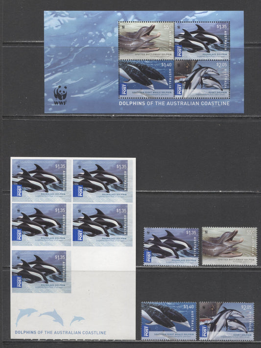 Lot 89 Australia SC#3077/3081a 2009 Whales Issue, 6 VFNH Singles, Souvenir Sheer & Booklet Pane Of 5, Click on Listing to See ALL Pictures, 2017 Scott Cat. $32.75