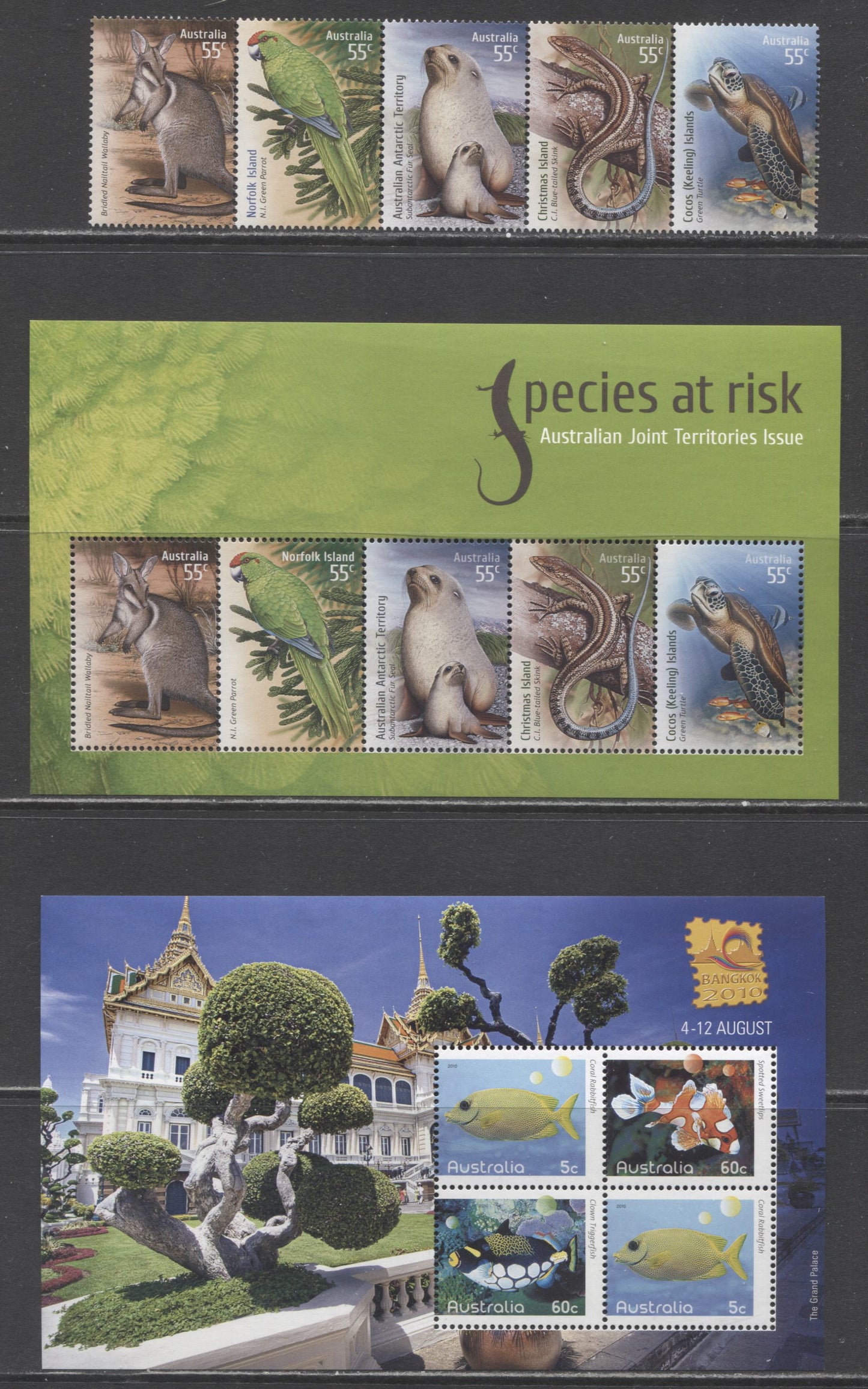 Lot 92 Australia SC#3130a/3564d 2000-2011 Endangered Wildlife - Worldwide Fund For Nature Issues, 6 VFNH Souvenir Sheets, Block & Strip Of 4, Click on Listing to See ALL Pictures, 2017 Scott Cat. $27.9