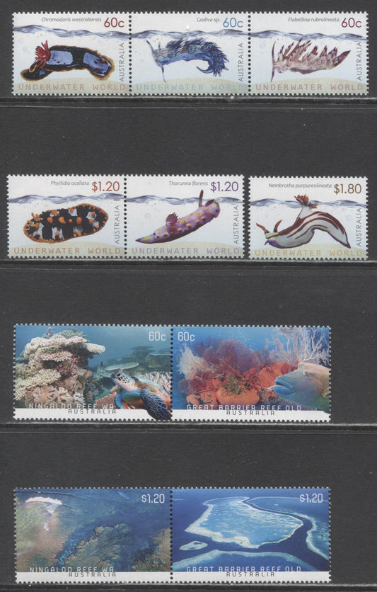 Lot 94 Australia SC#3699/3977b 2012-2013 Marine Life - Australian Reef Issues, 5 VFNH Single, Pair & Strip Of 3, Click on Listing to See ALL Pictures, 2017 Scott Cat. $19