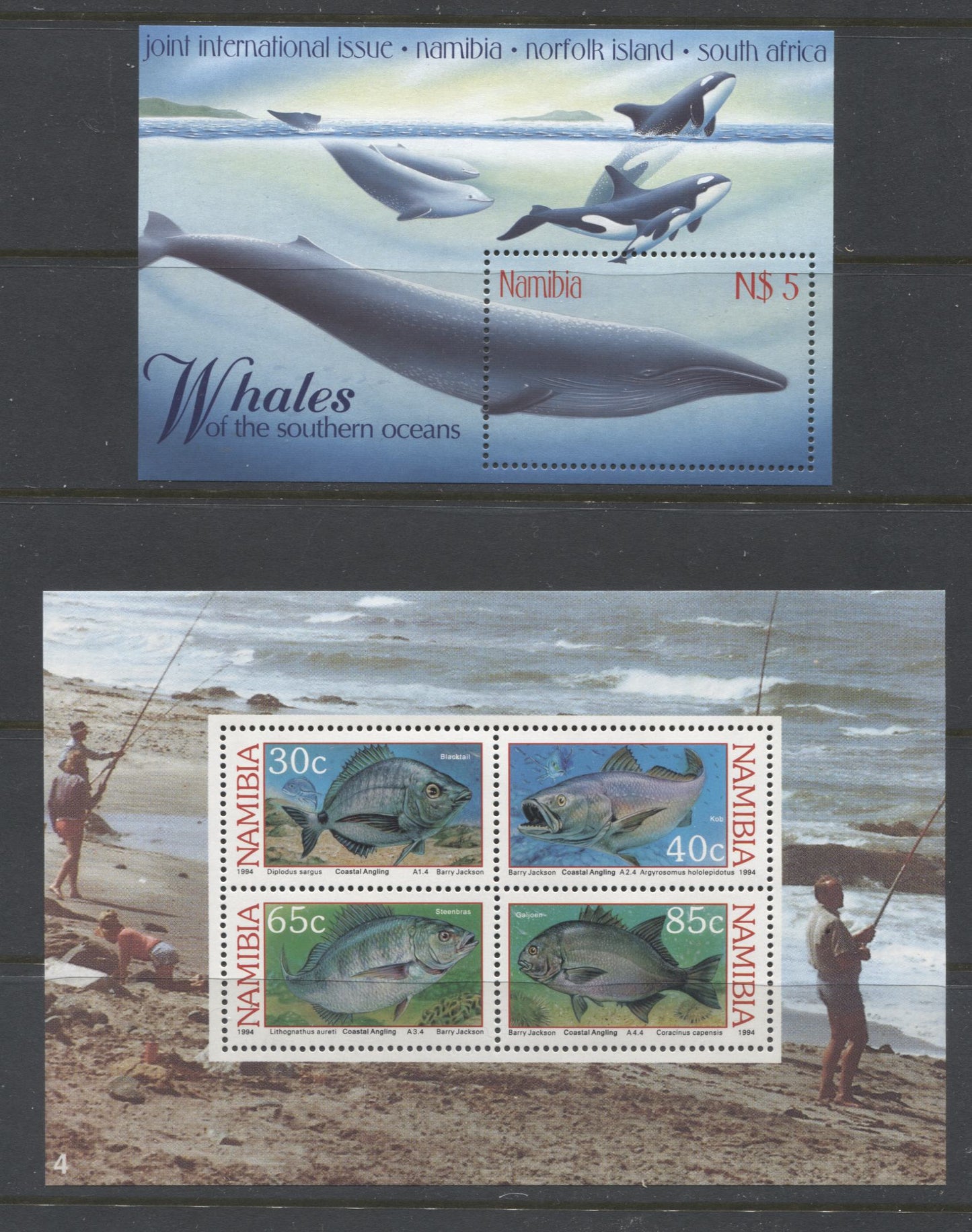 Lot 112 Namibia SC#710/919 1992-2006 Freshwater Fish - Dolphin Issues, 18 VFNH & OG Singles & Souvenir Sheets, Click on Listing to See ALL Pictures, 2017 Scott Cat. $18.15