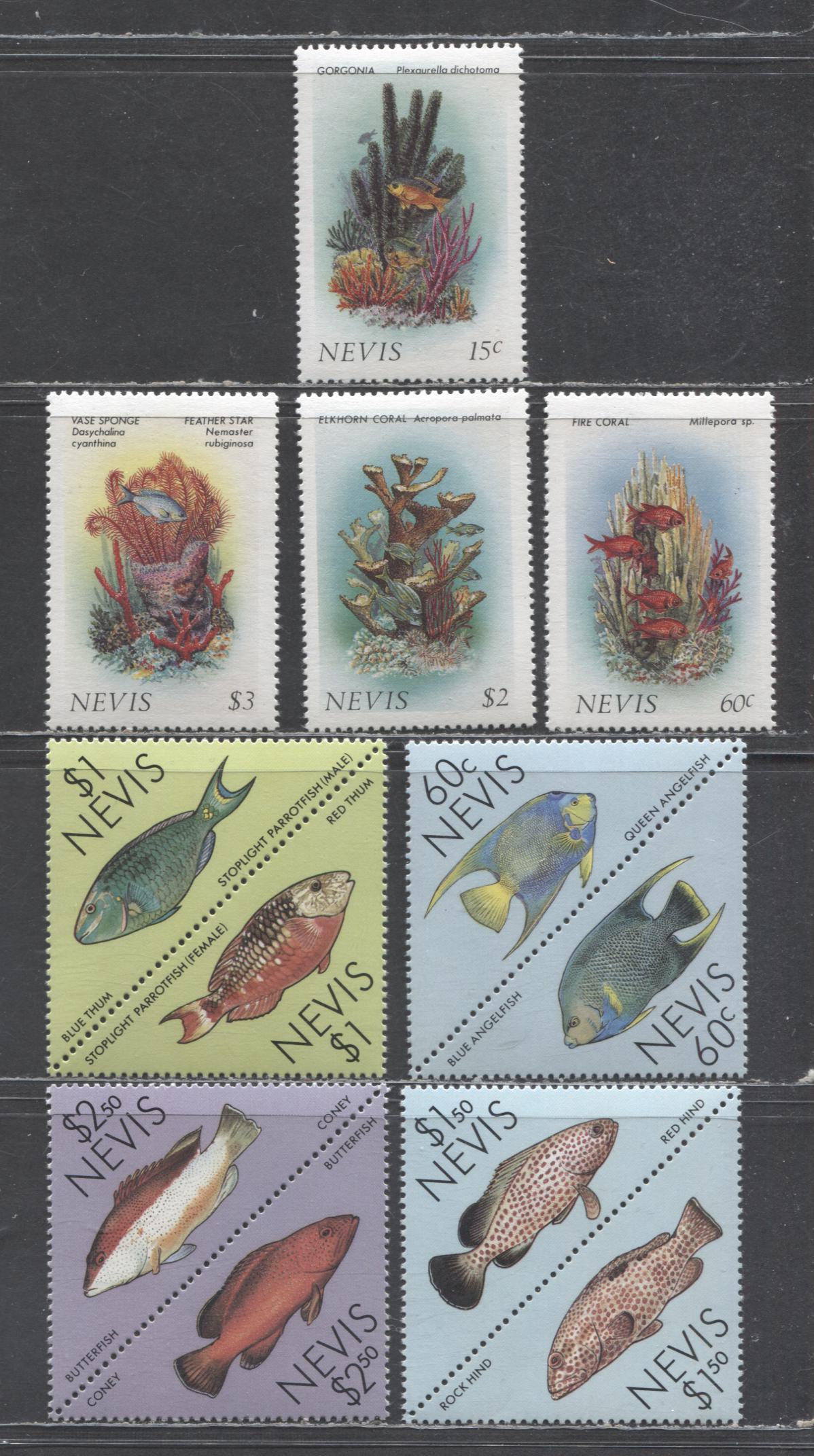 Lot 116 Nevis SC#503/547 1986-1987 Corals & Fish Issues, 9.55 VFNH Singles, Click on Listing to See ALL Pictures, 2017 Scott Cat. $9.55