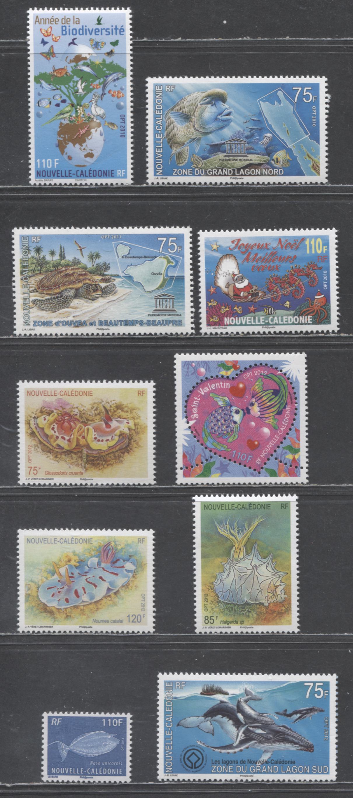 Lot 132 New Caledonia SC#1103/1155 2010-2013 UNESCO - Fish Issues, 10 VFNH Singles, Click on Listing to See ALL Pictures, 2017 Scott Cat. $21