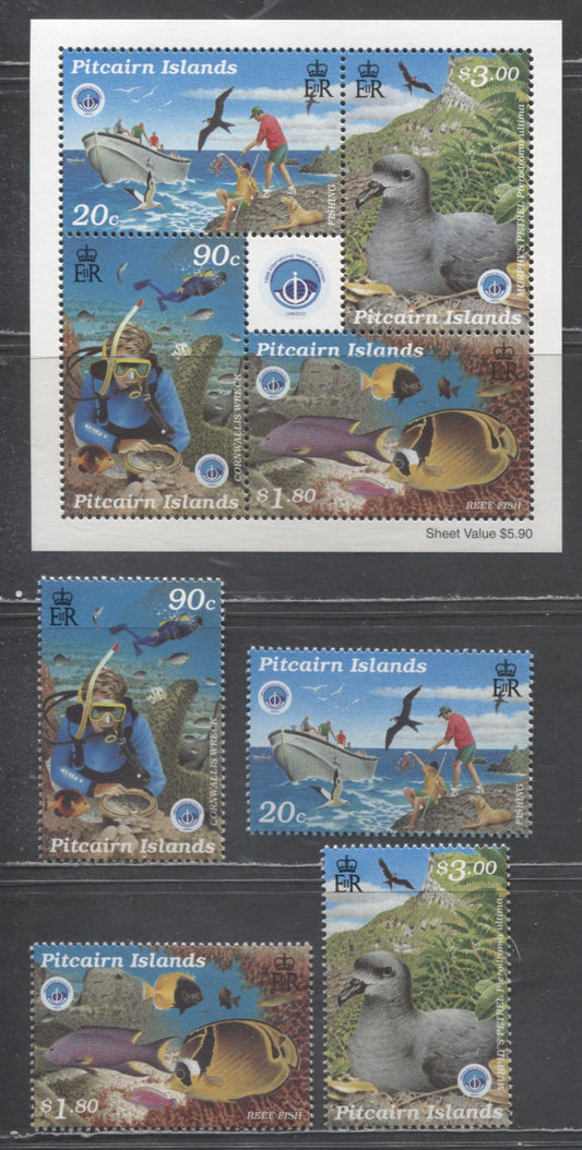 Lot 151 Pitcairn Islands SC#492-495a 1998 Year Of The Ocean Issue, 5 VFNH Singles & Souvenir Sheet, Click on Listing to See ALL Pictures, 2017 Scott Cat. $21.3
